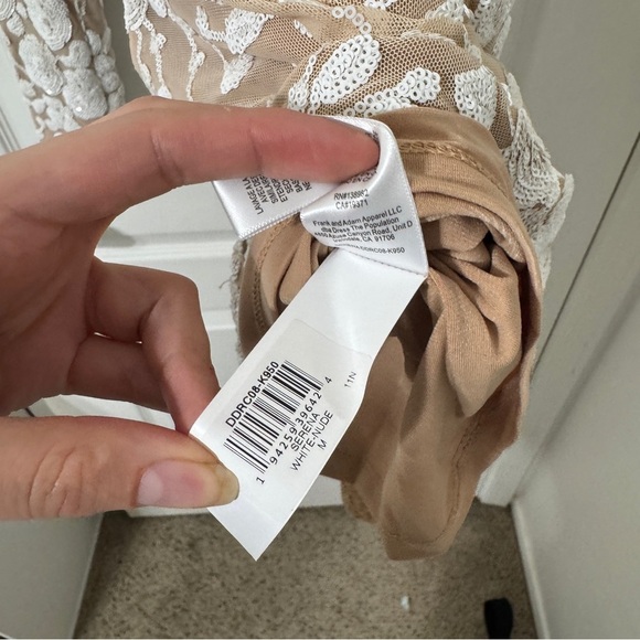 Dress the Population One-Shoulder Floral Mini Dress in White and Tan - Picture 14 of 15